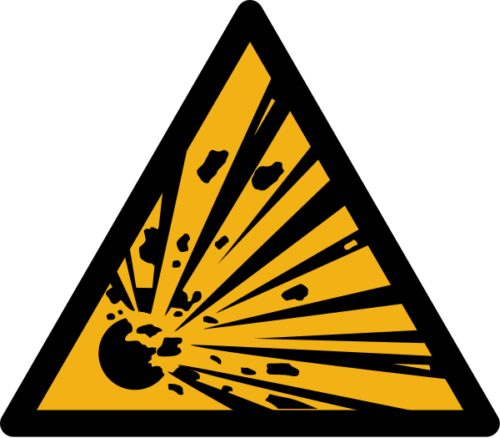 Warnzeichen W002 "Warnung vor explosions­gefährlichen Stoffen“ selbstklebend