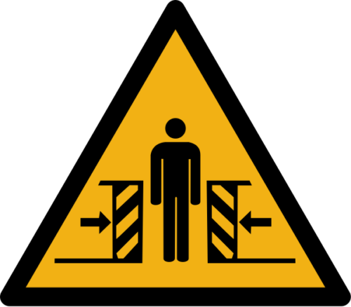 Warnzeichen W019 "Warnung vor Quetschgefahr" selbstklebend