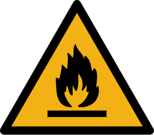 Warnzeichen W021 "Warnung vor feuergefährlichen Stoffen“ selbstklebend