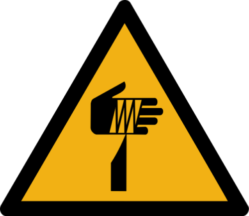 Warnzeichen W022 "Warnung vor spitzem Gegenstand“ selbstklebend