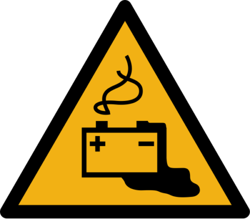 Warnzeichen W026 "Warnung vor Gefahren durch Aufladen von Batterien" selbstklebend