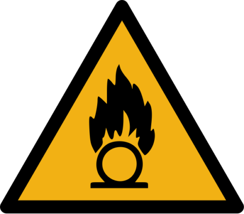Warnzeichen W028 "Warnung vor brandfördernden Stoffen" selbstklebend
