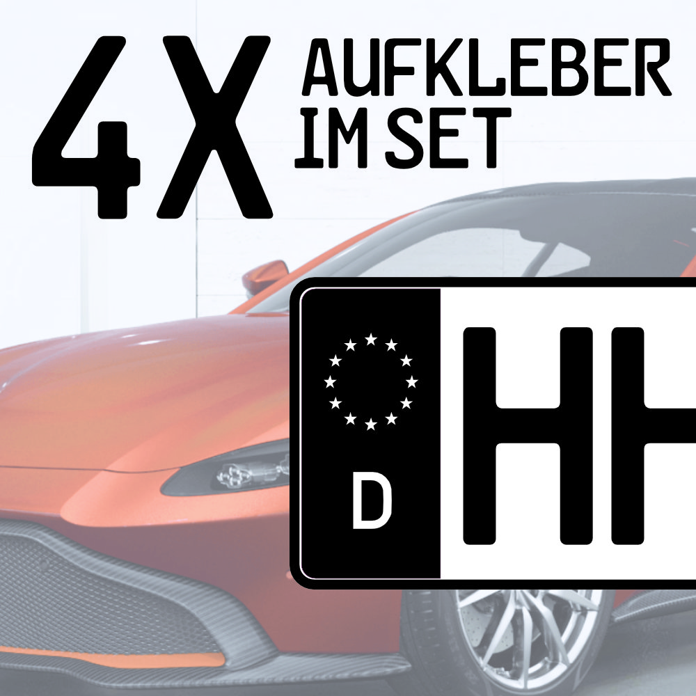 Nummernschild Aufkleber 2x Stück EU-BLACK Design